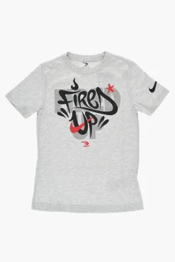 Clearance 3 BRAND T-shirt Girocollo FIRED UP in Cotone con Stampa Graffiti Frontale Bambino Abbigliamento