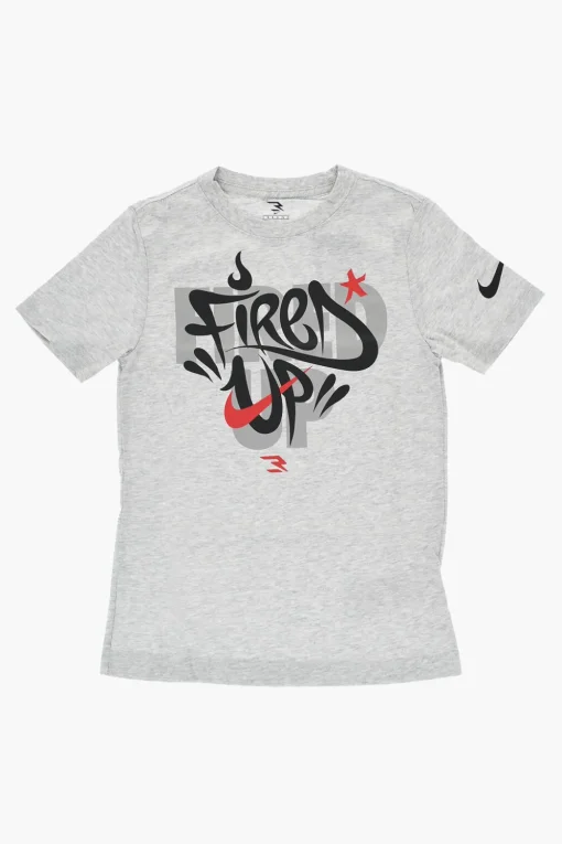 Clearance 3 BRAND T-shirt Girocollo FIRED UP in Cotone con Stampa Graffiti Frontale Bambino Abbigliamento