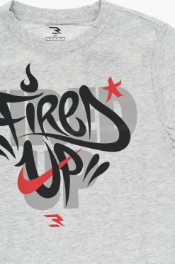Clearance 3 BRAND T-shirt Girocollo FIRED UP in Cotone con Stampa Graffiti Frontale Bambino Abbigliamento