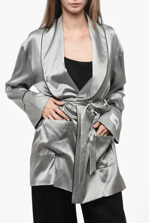 Hot 1995 Cardigan Lingerie in Satin con Cintura Donna Maglieria
