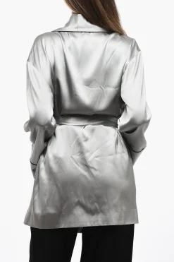 Hot 1995 Cardigan Lingerie in Satin con Cintura Donna Maglieria