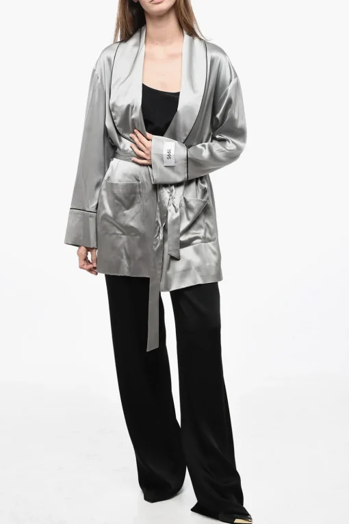 Hot 1995 Cardigan Lingerie in Satin con Cintura Donna Maglieria