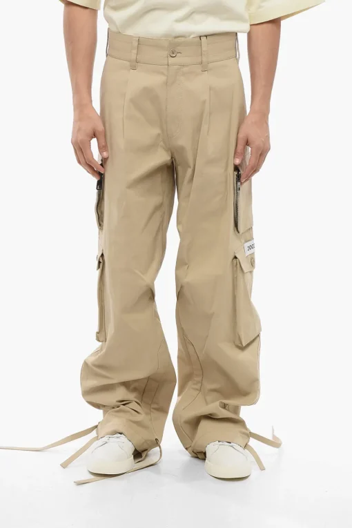 Clearance 2003 Pantaloni Cargo in Cotone con Coulisse alla Caviglia Uomo Pantaloni