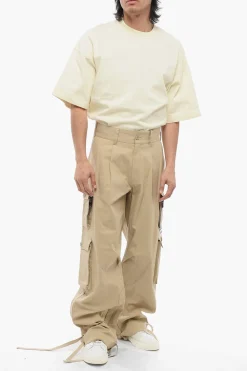 Clearance 2003 Pantaloni Cargo in Cotone con Coulisse alla Caviglia Uomo Pantaloni