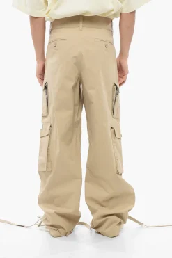 Clearance 2003 Pantaloni Cargo in Cotone con Coulisse alla Caviglia Uomo Pantaloni