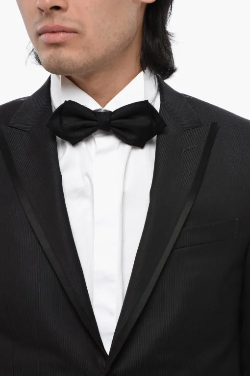 Fashion Abito 3 Pezzi A Righe Con Bordi In Satin Uomo Completi