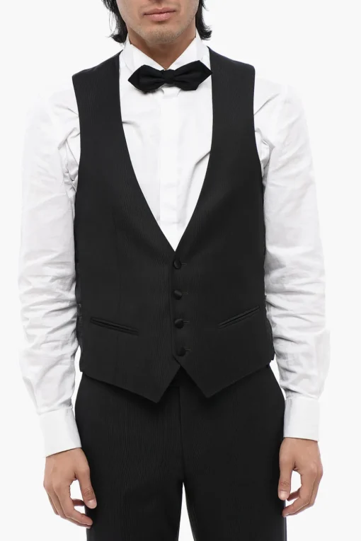 Fashion Abito 3 Pezzi A Righe Con Bordi In Satin Uomo Completi