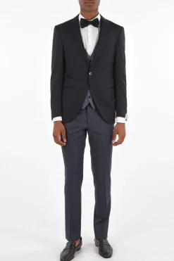 Outlet Abito 3 Pezzi CERIM.ACADEMY In Lana Vergine con Pantaloni a Righe Uomo Completi