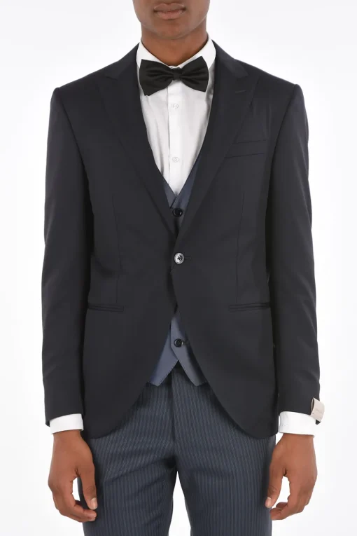 Outlet Abito 3 Pezzi CERIM.ACADEMY In Lana Vergine con Pantaloni a Righe Uomo Completi