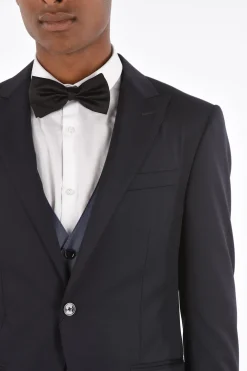 Outlet Abito 3 Pezzi CERIM.ACADEMY In Lana Vergine con Pantaloni a Righe Uomo Completi