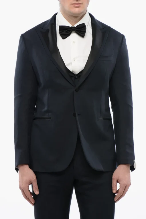 Abito 3 Pezzi CERIMONIA ACADEMY in Seta con Dettagli in Satin>Corneliani Sale