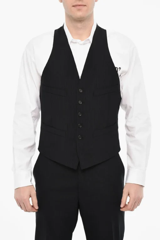 Discount Abito 3 Pezzi Monopetto Gessato Con Tasche Ad Aletta Uomo Completi