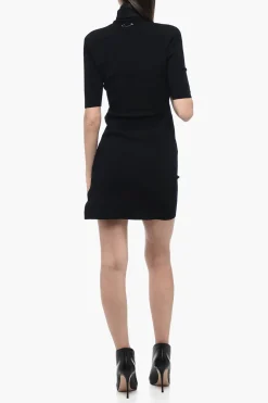 Clearance Abito a Collo Alto con Spalle Imbottite Donna Vestiti
