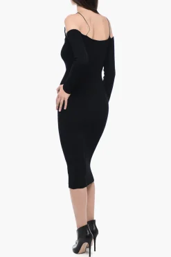 Abito a Coste con Spalle Scoperte e Dettaglio in Pizzo>Blumarine Outlet