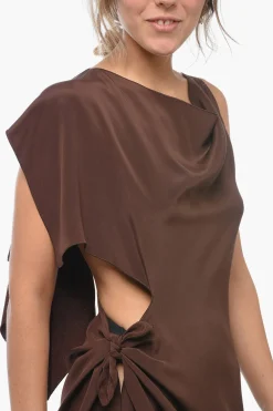 Fashion Abito Asimmetrico PARIS in Seta con Fondo in Piume di Struzzo Donna Vestiti