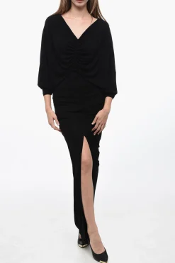 Abito Drappeggiato con Scollo a V>Saint Laurent Online