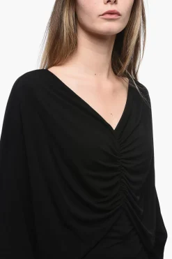 Abito Drappeggiato con Scollo a V></noscript>Saint Laurent Online