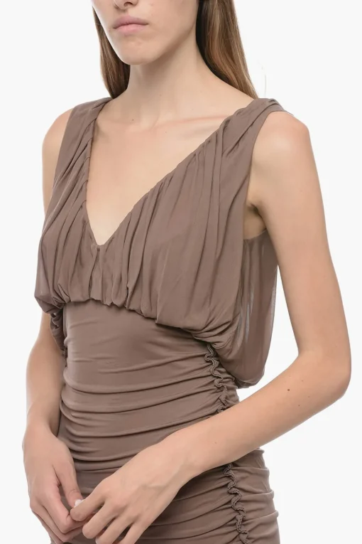 Fashion Abito Drappeggiato in Cupro Donna Vestiti