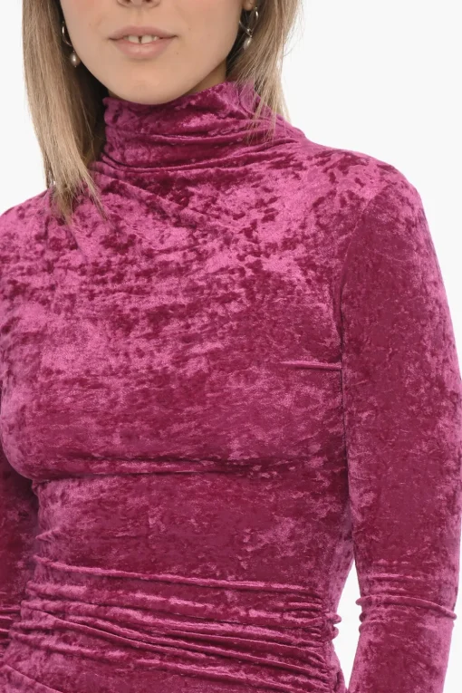 Abito Drappeggiato in Velour a Maniche Lunghe>The Andamane Best