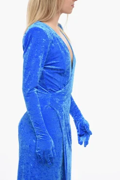 Fashion Abito DYNASTY in Velour con Dettaglio Guanti Donna Vestiti