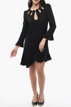 New Abito FLUID in Misto Seta con Dettagli Cut-Out Donna Vestiti