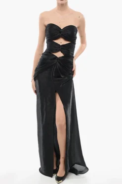 Abito in Georgette Effetto Lurex con Cut Out>Costarellos Hot