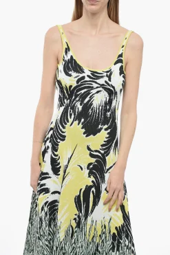 Abito in Jacquard Ricamato con Schiena Scoperta></noscript>Bottega Veneta Hot