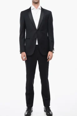 Abito in Lana CERIMONIA ACADEMY con Rever a Scialle in Satin>Corneliani Discount