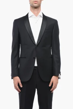 Abito in Lana CERIMONIA ACADEMY con Rever a Scialle in Satin>Corneliani Discount