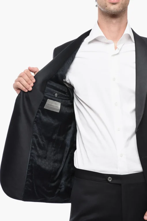 Abito in Lana CERIMONIA ACADEMY con Rever a Scialle in Satin>Corneliani Discount