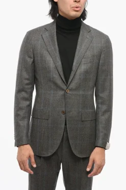 Abito In Lana Monopetto Con Motivo Principe Di Galles Con Tasche Ad Aletta>Corneliani Sale