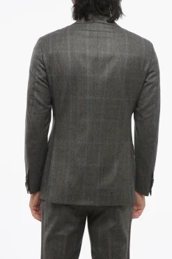 Abito In Lana Monopetto Con Motivo Principe Di Galles Con Tasche Ad Aletta></noscript>Corneliani Sale