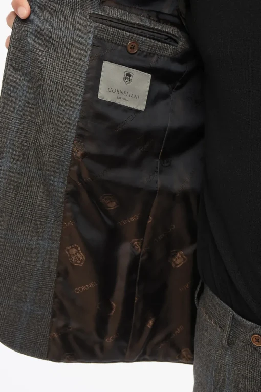 Abito In Lana Monopetto Con Motivo Principe Di Galles Con Tasche Ad Aletta>Corneliani Sale