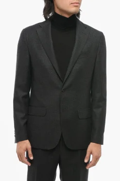 Abito in Lana Vergine con Motivo Micro Quadri>Corneliani Best