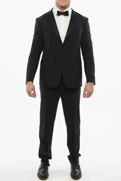 Discount Abito In Lana Vergine con Rever a Lancia in Satin Uomo Completi
