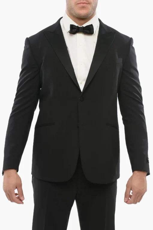 Discount Abito In Lana Vergine con Rever a Lancia in Satin Uomo Completi