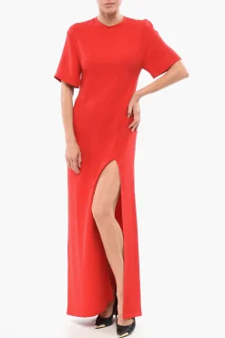 Abito Lungo in Seta con Mezze Maniche>Valentino Clearance