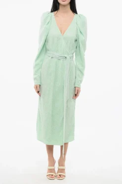 Clearance Abito Midi con Cintura e Maniche a Palloncino Donna Vestiti