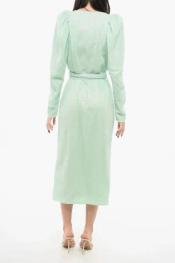 Clearance Abito Midi con Cintura e Maniche a Palloncino Donna Vestiti