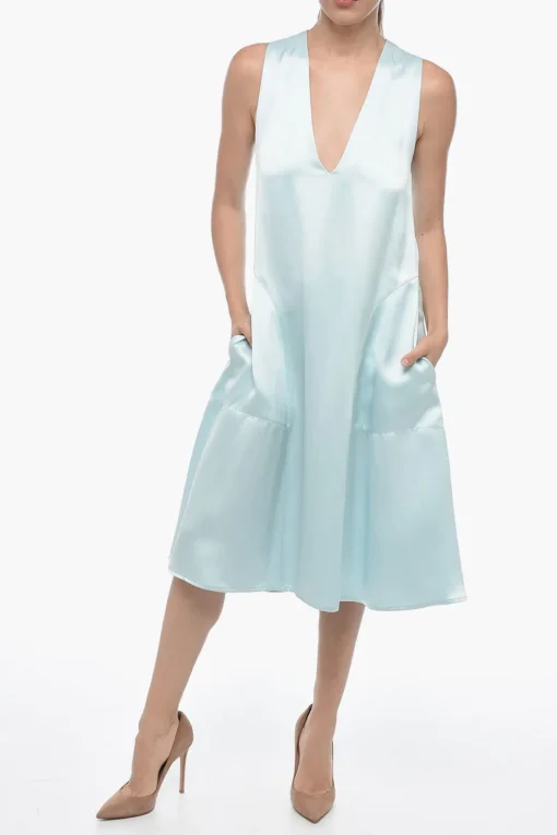 New Abito Midi SERENA in Satin con Scollo a V Donna Vestiti