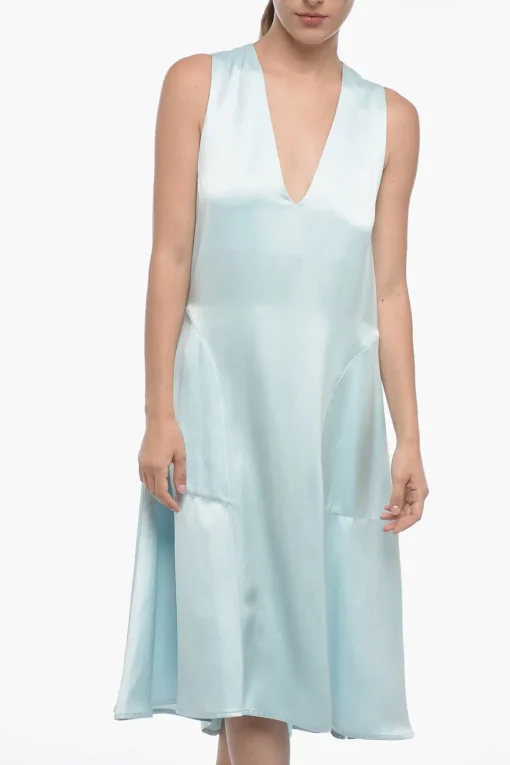 New Abito Midi SERENA in Satin con Scollo a V Donna Vestiti