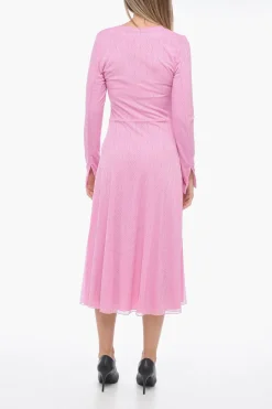 Outlet Abito Midi Svasato in Pizzo con Dettaglio Drappeggiato Donna Vestiti
