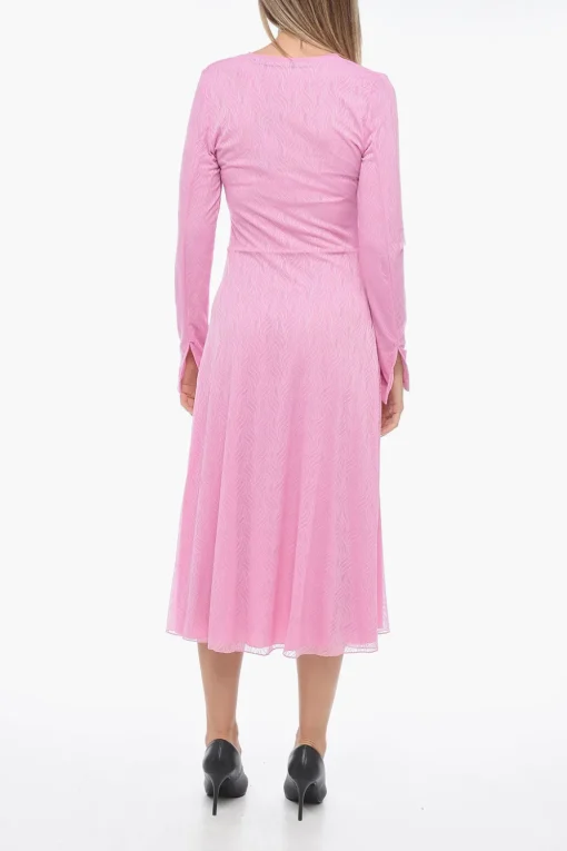 Outlet Abito Midi Svasato in Pizzo con Dettaglio Drappeggiato Donna Vestiti