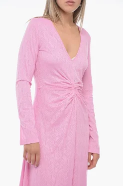 Outlet Abito Midi Svasato in Pizzo con Dettaglio Drappeggiato Donna Vestiti