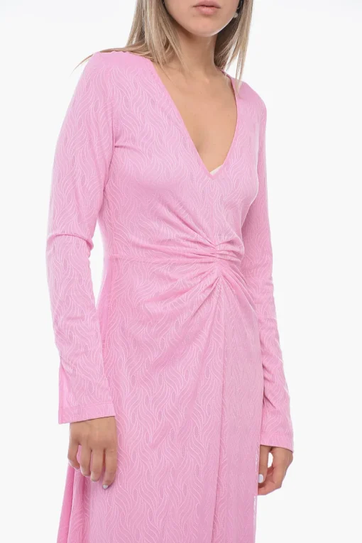 Outlet Abito Midi Svasato in Pizzo con Dettaglio Drappeggiato Donna Vestiti