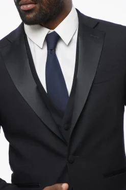 Outlet Abito Monopetto In Lana Con Revers In Satin Uomo Completi