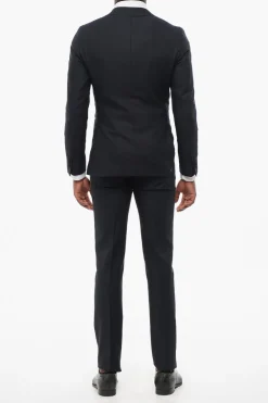 Outlet Abito Monopetto In Lana Con Revers In Satin Uomo Completi