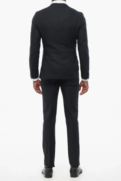 Outlet Abito Monopetto In Lana Con Revers In Satin Uomo Completi