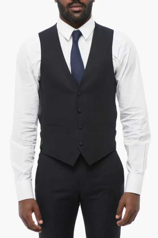 Outlet Abito Monopetto In Lana Con Revers In Satin Uomo Completi