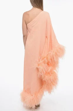 Sale Abito Monospalla UBUD in Crepe con Piume di Struzzo Donna Vestiti